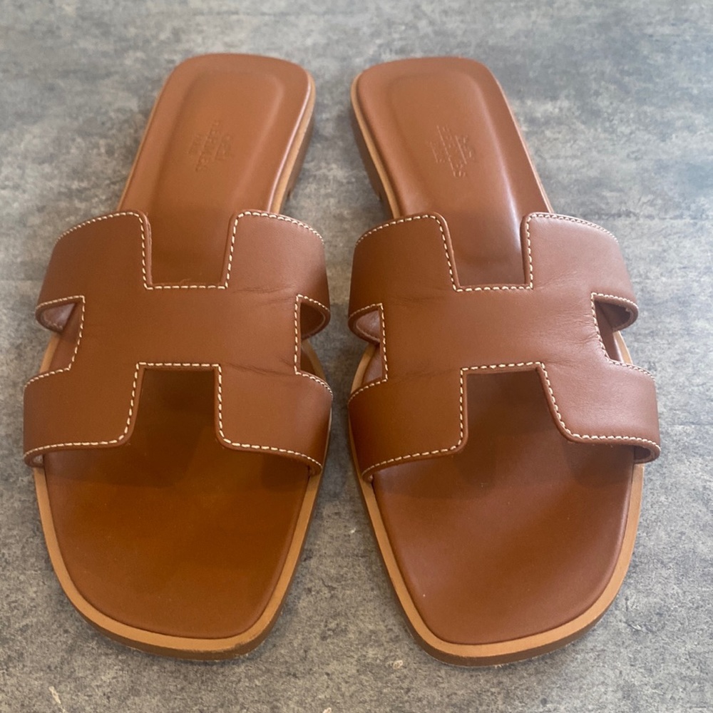 Authentic Hermes Oran Sandals Gold